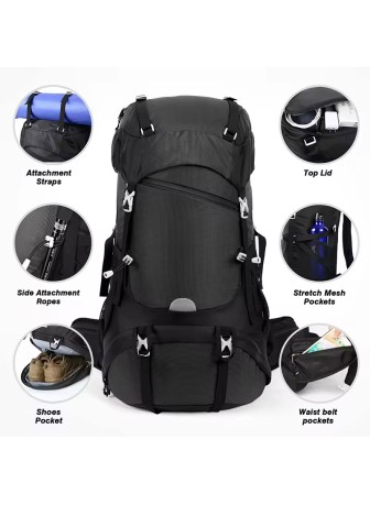 Black Large-Capacity Hiking Backpack Black Large-Capacity Hiking Backpack